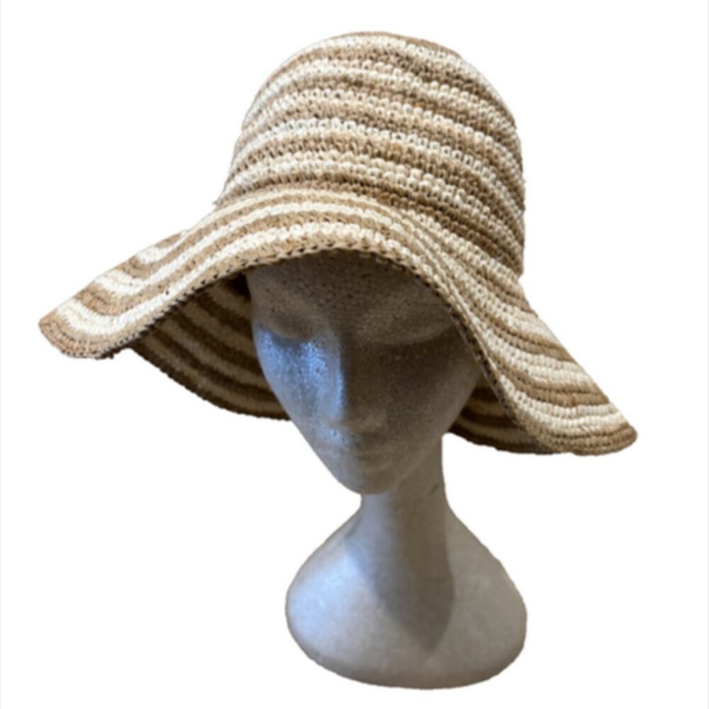 Wyeth Straw Striped Packable Bucket Hat